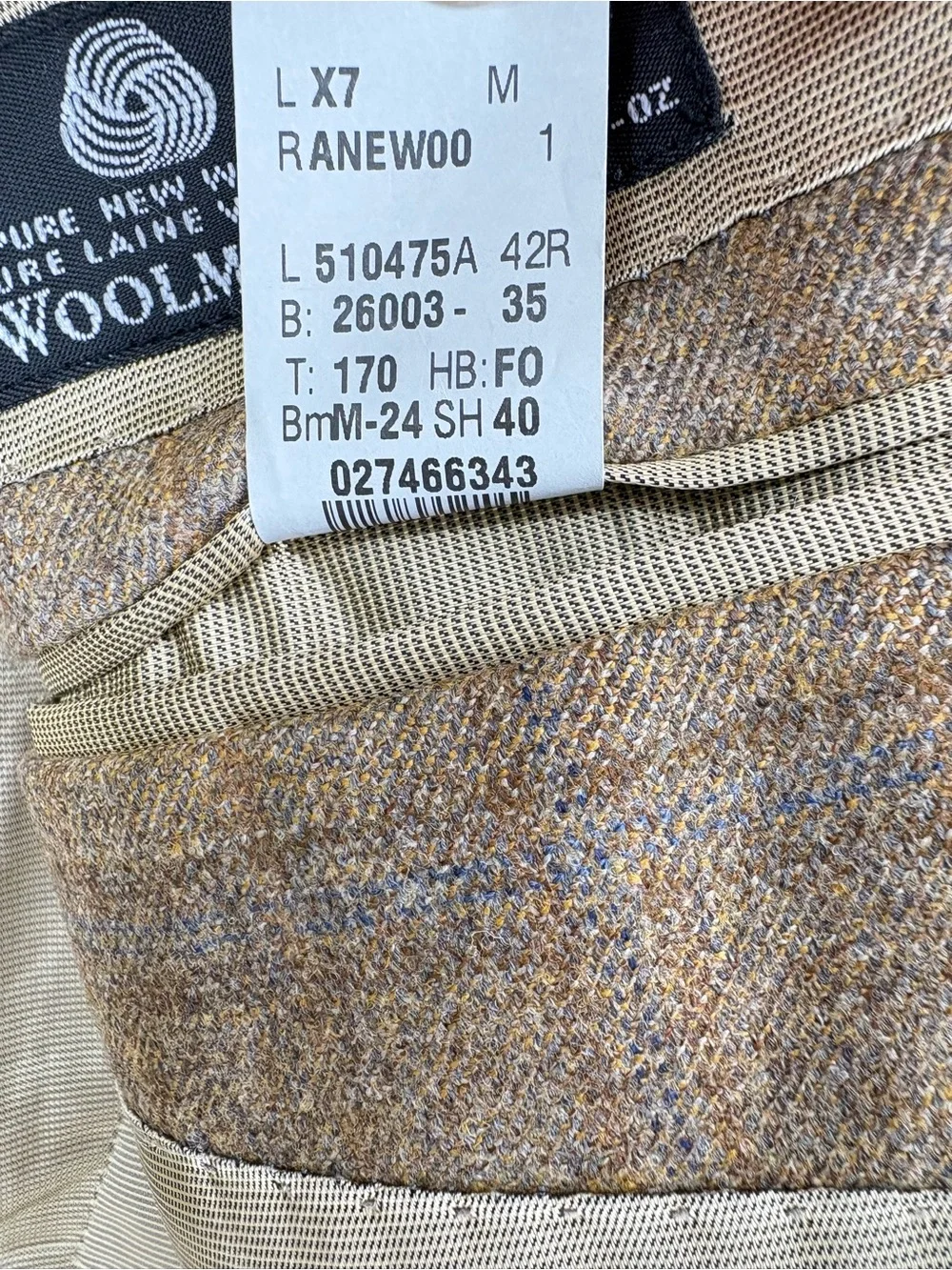 Bruno Piattelli for Andrew Davis Men's 42R Wool Tweed Blazer Sport Coat Coppley